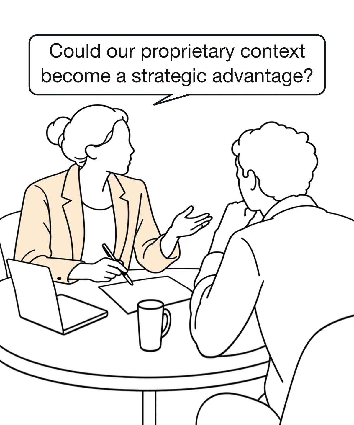 Director asking whether proprietary context could become a strategic advantage