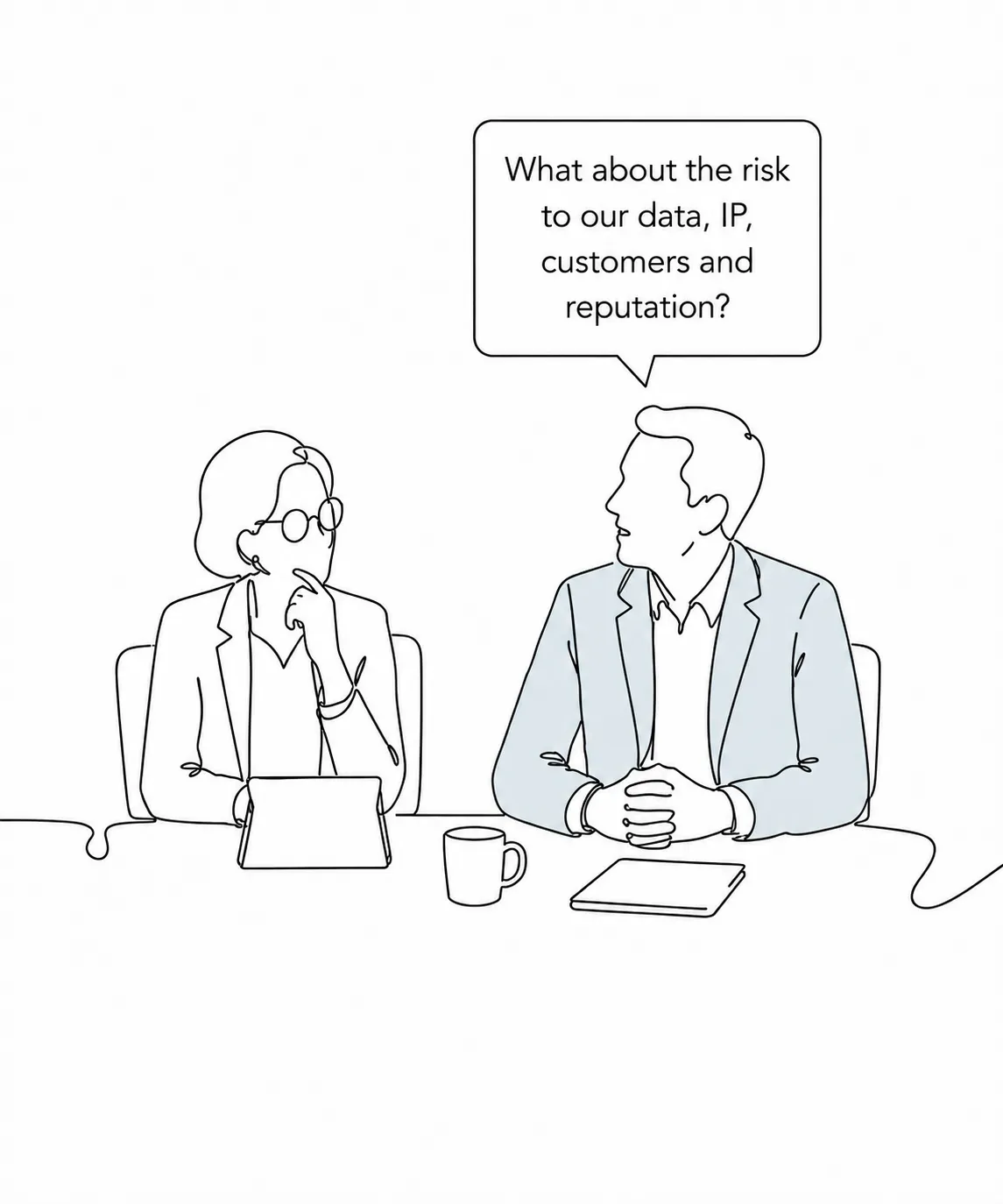 Director asking about the risk to data, IP, customers and reputation