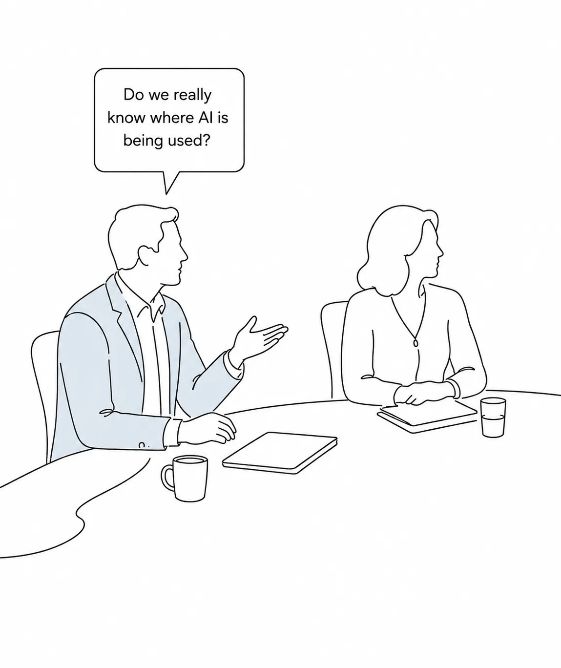 Director asking a question about where AI is being used in the business