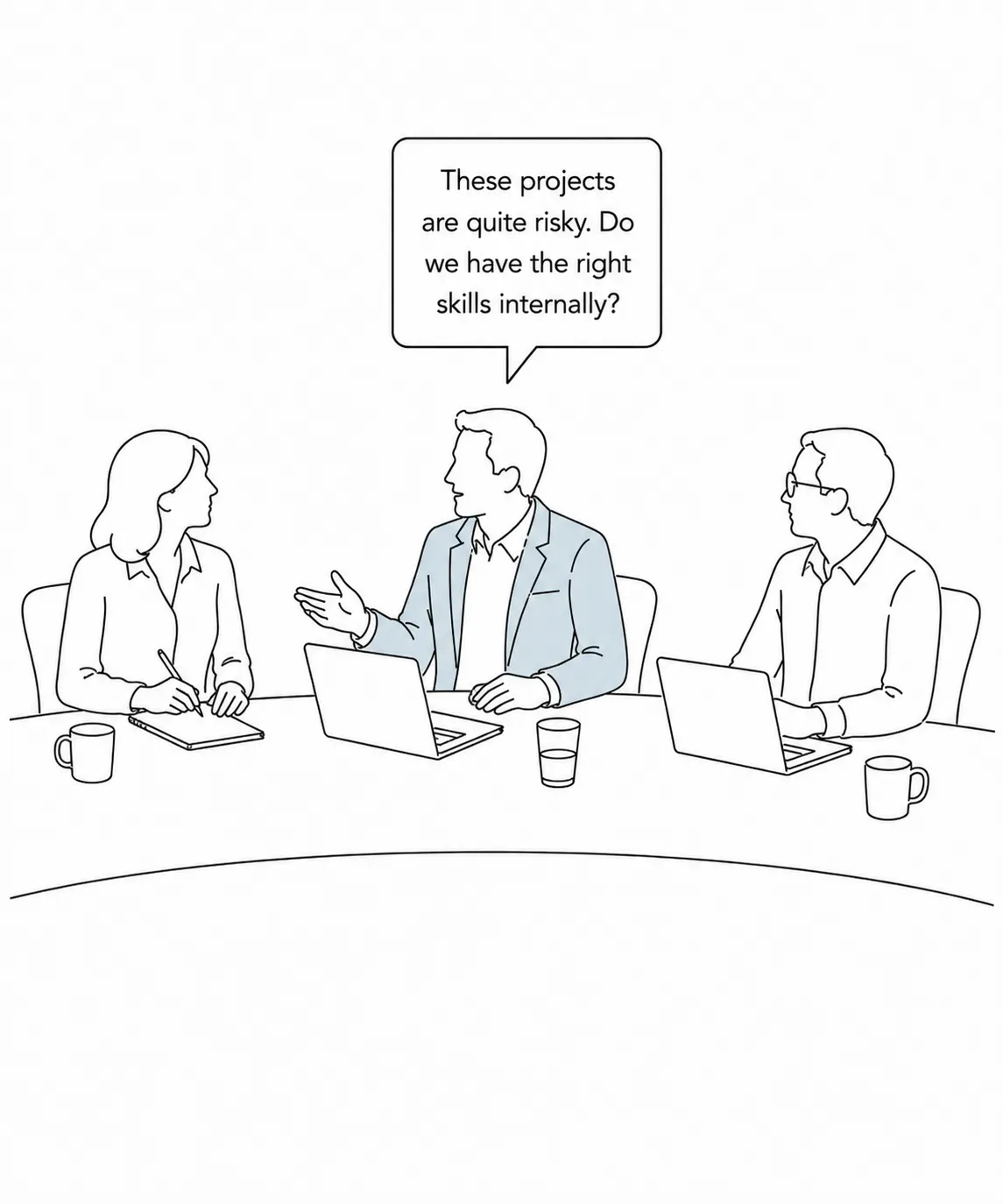 Director asking whether the organisation has the right skills internally for these risky projects