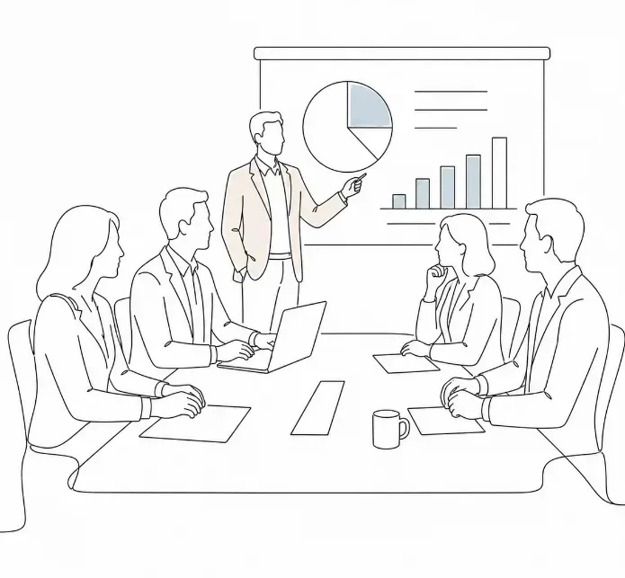 Board table with presentation screen