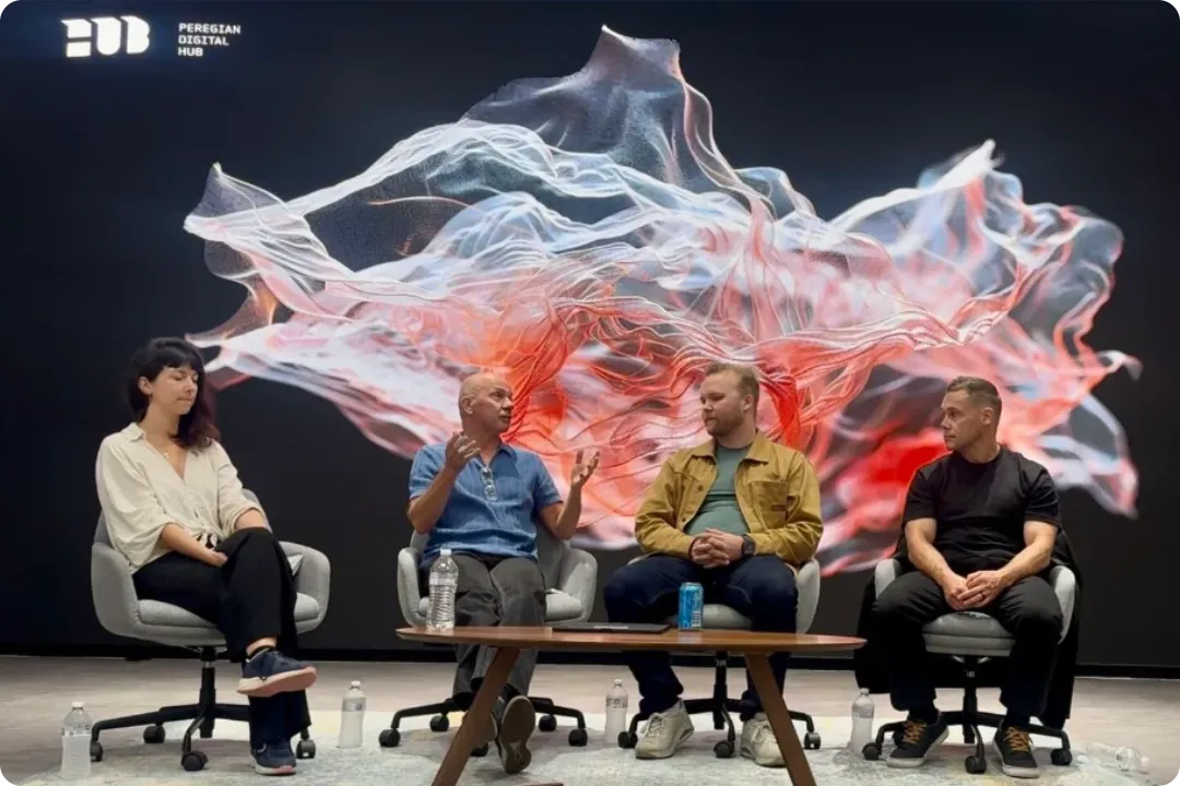 Steve and fellow panellists on stage during the AI in Business panel discussion at Peregian Digital Hub